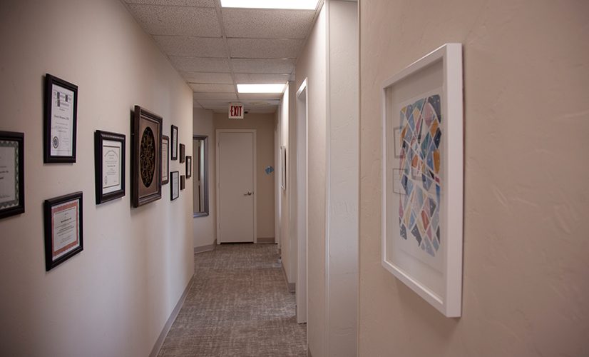 Hallway to dental exam rooms