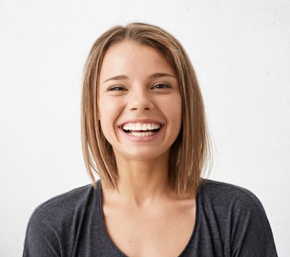 young woman with white smile